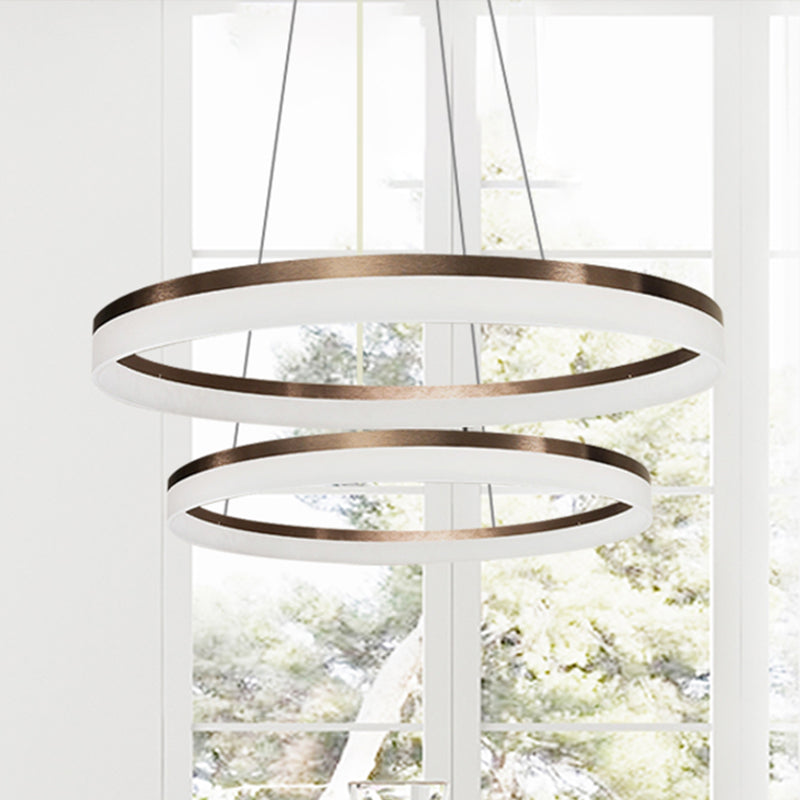 Acrylic Round Chandelier Light Contemporary 4/5/6-Head Brown Ceiling Pendant in Warm/White/Natural Light Clearhalo 'Ceiling Lights' 'Chandeliers' 'Modern Chandeliers' 'Modern' Lighting' 1435036