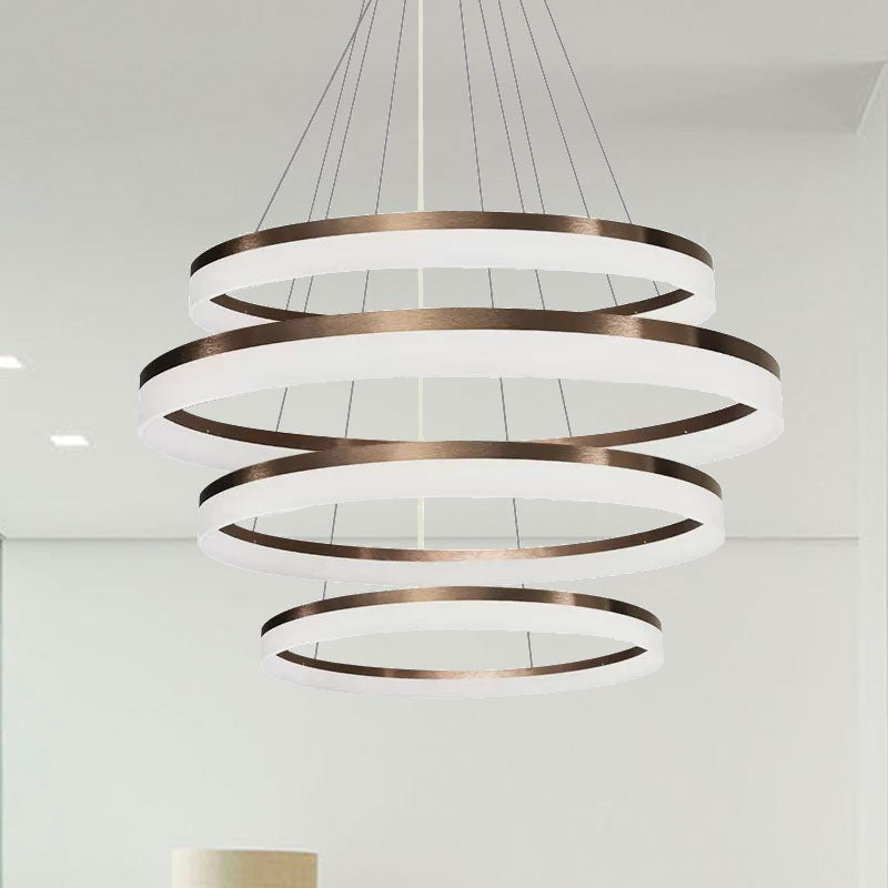 Acrylic Round Chandelier Light Contemporary 4/5/6-Head Brown Ceiling Pendant in Warm/White/Natural Light Clearhalo 'Ceiling Lights' 'Chandeliers' 'Modern Chandeliers' 'Modern' Lighting' 1435039