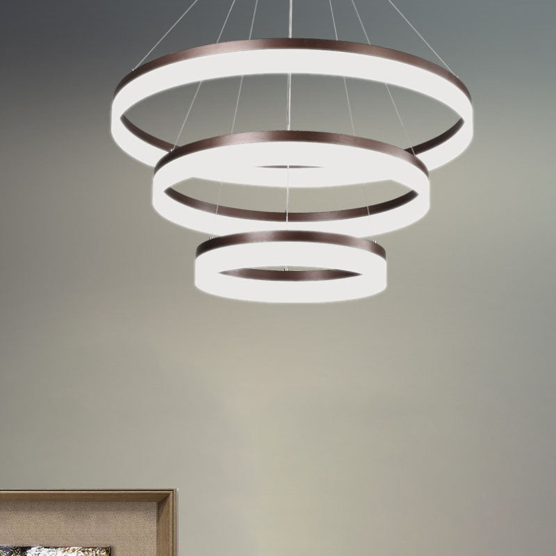 Acrylic Round Chandelier Light Contemporary 4/5/6-Head Brown Ceiling Pendant in Warm/White/Natural Light Clearhalo 'Ceiling Lights' 'Chandeliers' 'Modern Chandeliers' 'Modern' Lighting' 1435040