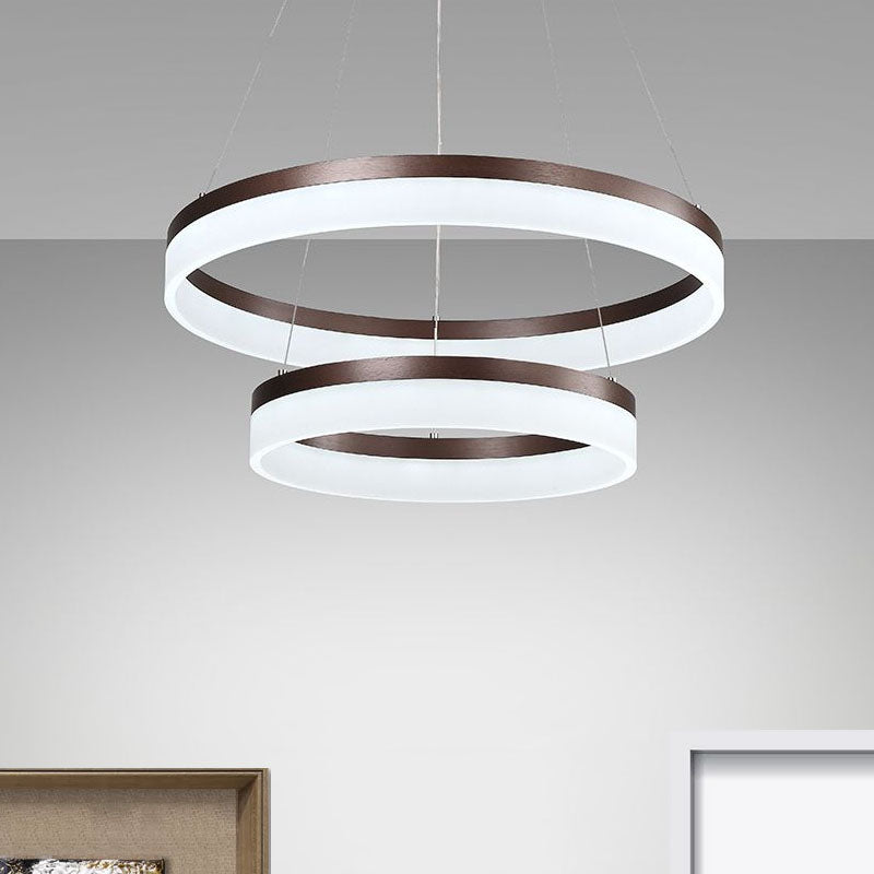 Acrylic Round Chandelier Light Contemporary 4/5/6-Head Brown Ceiling Pendant in Warm/White/Natural Light Clearhalo 'Ceiling Lights' 'Chandeliers' 'Modern Chandeliers' 'Modern' Lighting' 1435041