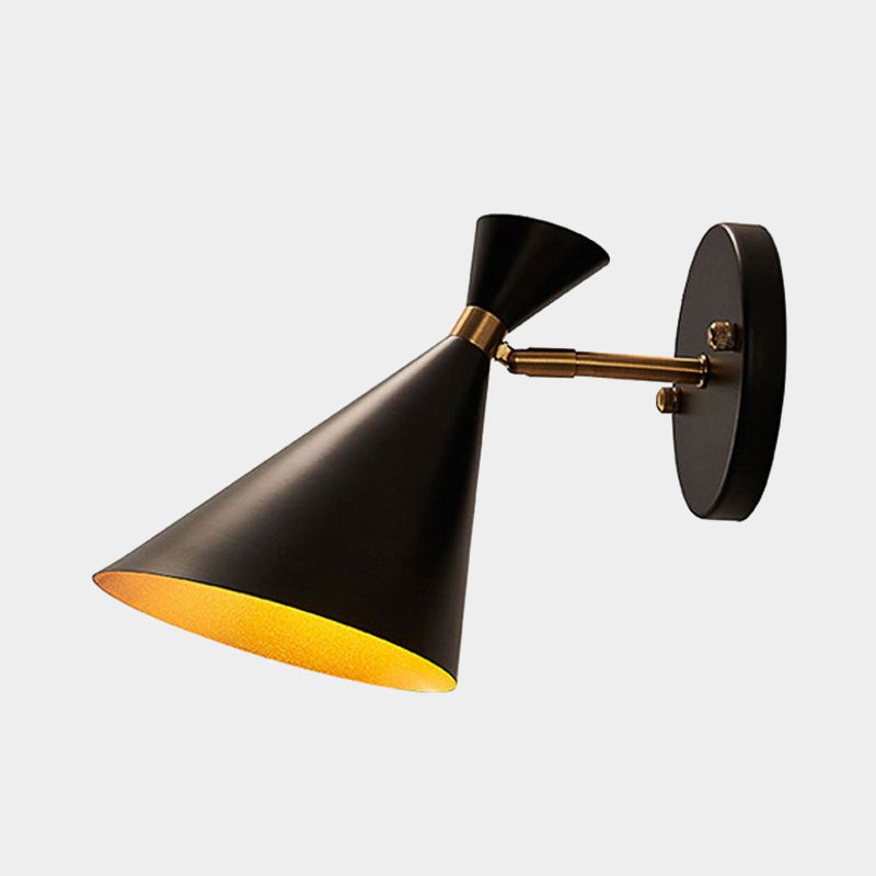 Black/White/Gold Trumpet Wall Sconce Light Contemporary 1/2/3 Light Metal Wall Light with Adjustable Arm Clearhalo 'Cast Iron' 'Glass' 'Industrial' 'Modern wall lights' 'Modern' 'Tiffany' 'Traditional wall lights' 'Wall Lamps & Sconces' 'Wall Lights' Lighting' 1435054