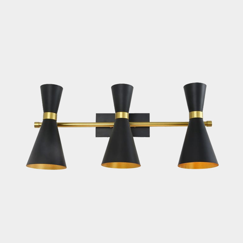 Black/White/Gold Trumpet Wall Sconce Light Contemporary 1/2/3 Light Metal Wall Light with Adjustable Arm Clearhalo 'Cast Iron' 'Glass' 'Industrial' 'Modern wall lights' 'Modern' 'Tiffany' 'Traditional wall lights' 'Wall Lamps & Sconces' 'Wall Lights' Lighting' 1435057