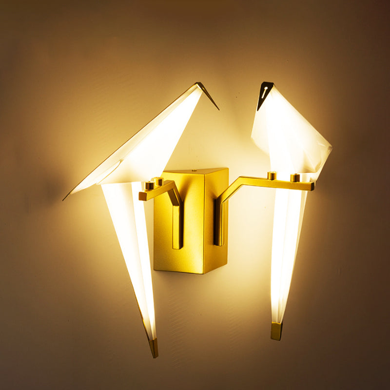 1/2-Light Dining Room Sconce Light Fixture with Birdie Plastic Shade Modernist White Wall Lamp in Warm/White Light Clearhalo 'Cast Iron' 'Glass' 'Industrial' 'Modern wall lights' 'Modern' 'Tiffany' 'Traditional wall lights' 'Wall Lamps & Sconces' 'Wall Lights' Lighting' 1435062