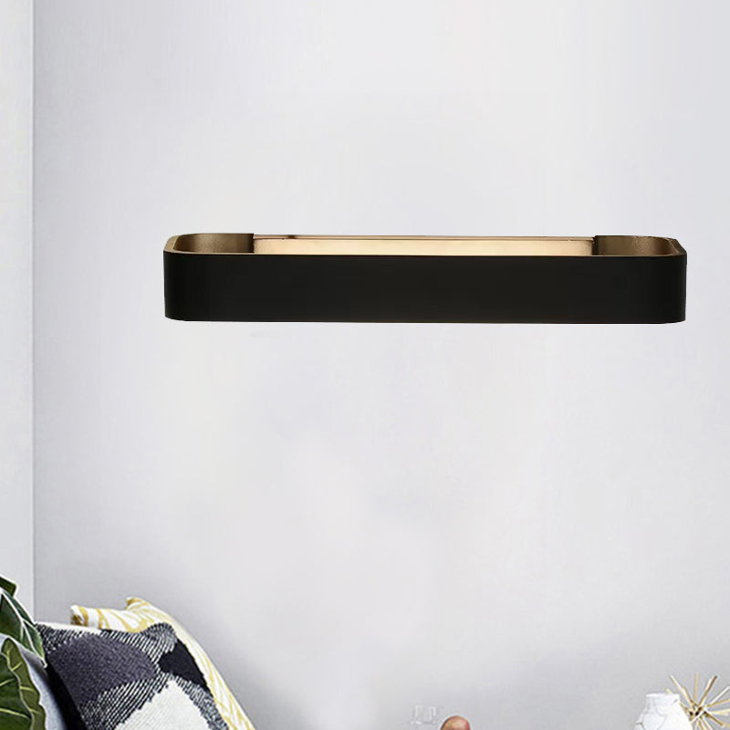 Rectangular Living Room Wall Sconce Fixture Aluminum 12"/16" Dia LED Minimalism Wall Mounted Lamp in Black/White Clearhalo 'Cast Iron' 'Glass' 'Industrial' 'Modern wall lights' 'Modern' 'Tiffany' 'Traditional wall lights' 'Wall Lamps & Sconces' 'Wall Lights' Lighting' 1435104