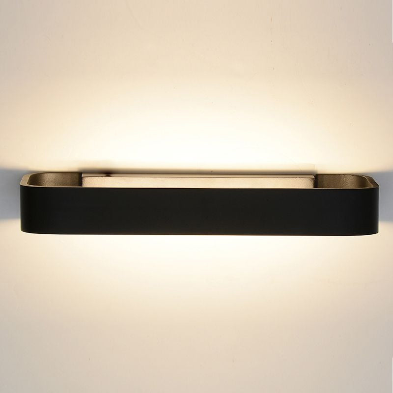 Rectangular Living Room Wall Sconce Fixture Aluminum 12"/16" Dia LED Minimalism Wall Mounted Lamp in Black/White Clearhalo 'Cast Iron' 'Glass' 'Industrial' 'Modern wall lights' 'Modern' 'Tiffany' 'Traditional wall lights' 'Wall Lamps & Sconces' 'Wall Lights' Lighting' 1435105