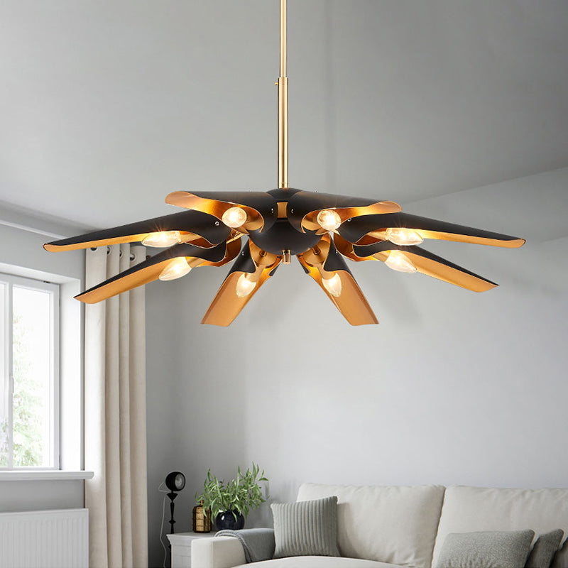 Black Bevel Shade Chandelier Pendant Light Modern 5/8 Lights Metal Pendant Light Kit for Dining Room Clearhalo 'Ceiling Lights' 'Chandeliers' 'Modern Chandeliers' 'Modern' Lighting' 1435118