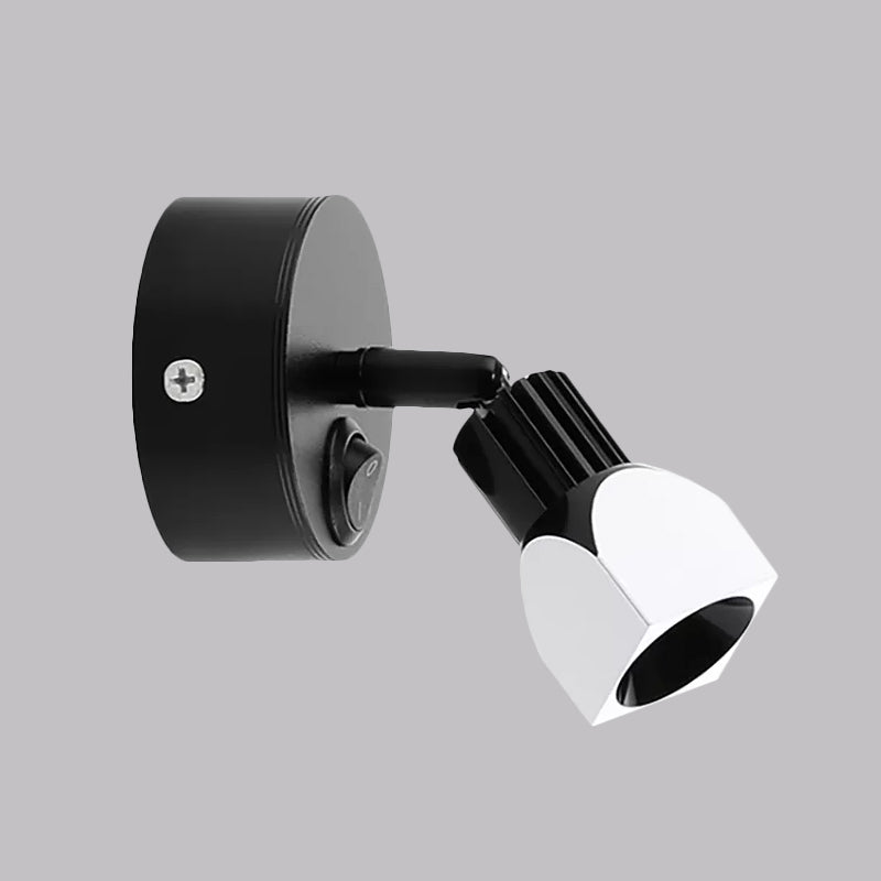 Aluminum Mini Spotlight Contemporary Style LED Black/White Wall Lamp with/without Switch in White/Warm Lighting Clearhalo 'Cast Iron' 'Glass' 'Industrial' 'Modern wall lights' 'Modern' 'Tiffany' 'Traditional wall lights' 'Wall Lamps & Sconces' 'Wall Lights' Lighting' 1435123