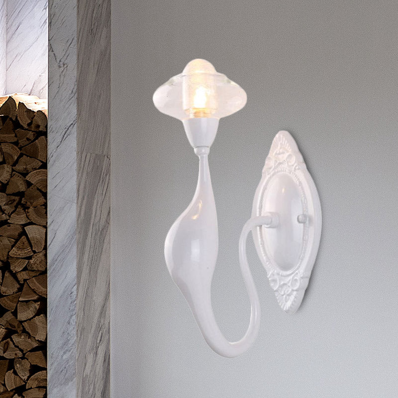 Clear Glass Oval Sconce Light Modern 1/2 Lights White Led Wall Lighting Fixture with Dolphin-Shaped Arm Clearhalo 'Cast Iron' 'Glass' 'Industrial' 'Modern wall lights' 'Modern' 'Tiffany' 'Traditional wall lights' 'Wall Lamps & Sconces' 'Wall Lights' Lighting' 1435148