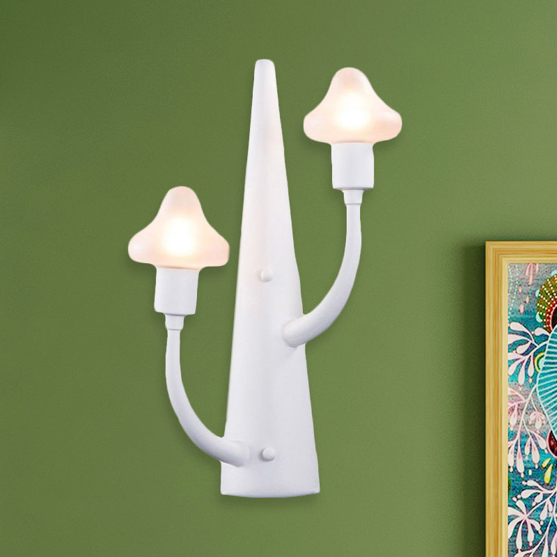 2/3 Lights Living Room Sconce with Mushroom Opal Glass Shade Modernist White Led Wall Lamp Clearhalo 'Cast Iron' 'Glass' 'Industrial' 'Modern wall lights' 'Modern' 'Tiffany' 'Traditional wall lights' 'Wall Lamps & Sconces' 'Wall Lights' Lighting' 1435149