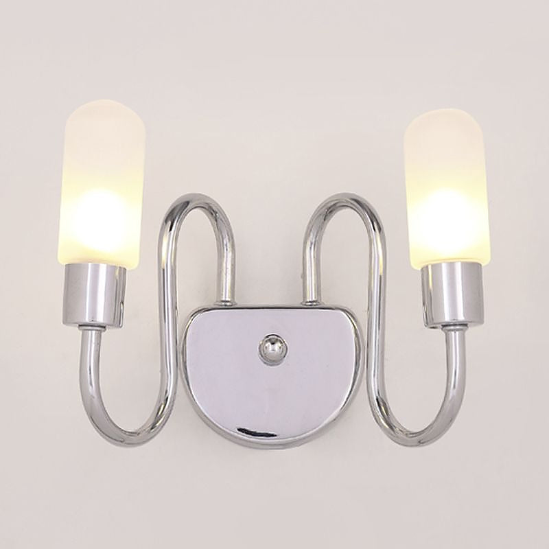 Pill Capsule Sconce Light Contemporary Milk Glass 2/3 Lights Chrome Led Flush Mount Wall Sconce Clearhalo 'Cast Iron' 'Glass' 'Industrial' 'Modern wall lights' 'Modern' 'Tiffany' 'Traditional wall lights' 'Wall Lamps & Sconces' 'Wall Lights' Lighting' 1435155