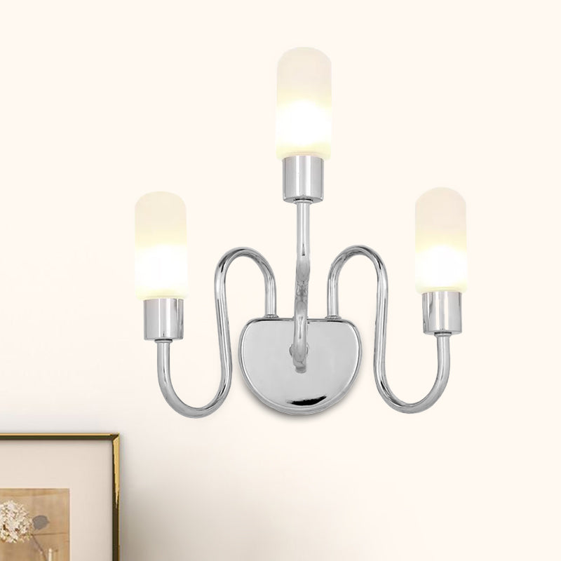 Pill Capsule Sconce Light Contemporary Milk Glass 2/3 Lights Chrome Led Flush Mount Wall Sconce Clearhalo 'Cast Iron' 'Glass' 'Industrial' 'Modern wall lights' 'Modern' 'Tiffany' 'Traditional wall lights' 'Wall Lamps & Sconces' 'Wall Lights' Lighting' 1435156