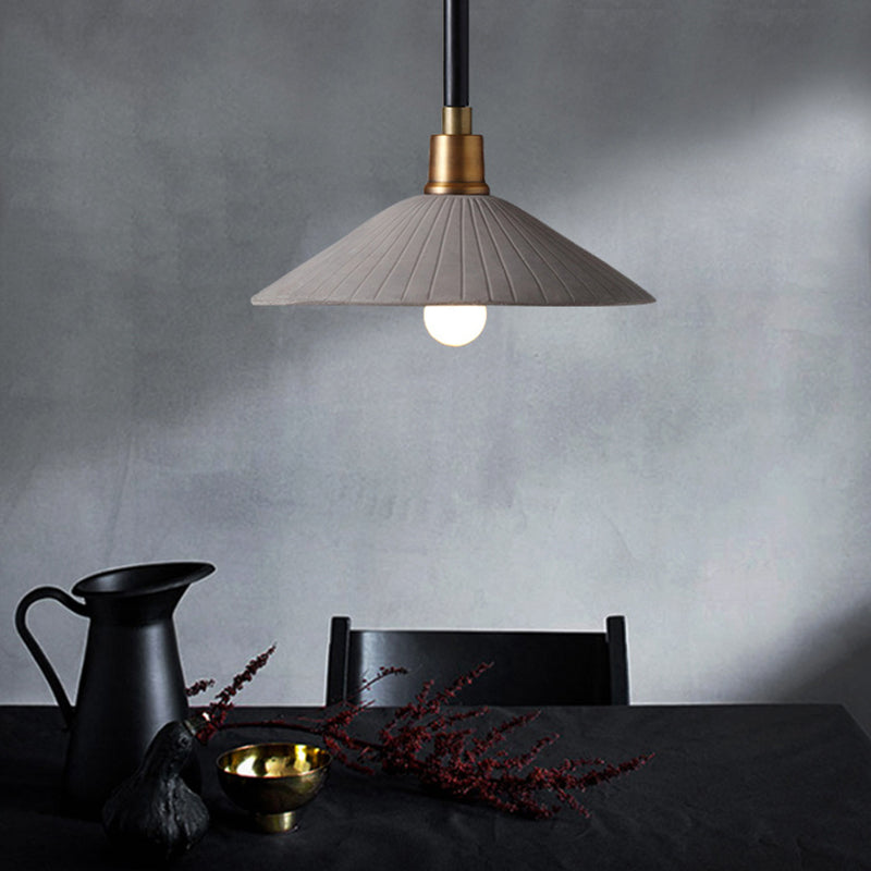 Concrete Conic Suspension Light Industrial Style 1 Light Dining Table Pendant Lamp with Adjustable Hanging Cord in Grey Clearhalo 'Ceiling Lights' 'Modern Pendants' 'Modern' 'Pendant Lights' 'Pendants' Lighting' 143523