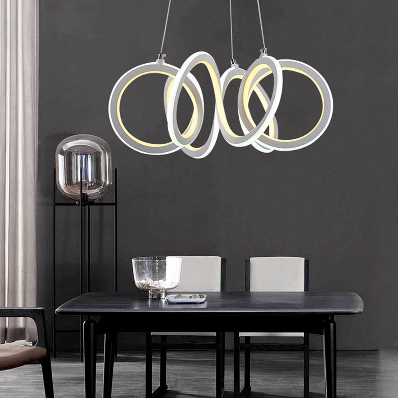 LED Single Light Living Room Chandelier with Cycle Acrylic Shade White Hanging Pendant White Clearhalo 'Ceiling Lights' 'Chandeliers' 'Modern Chandeliers' 'Modern' Lighting' 143552