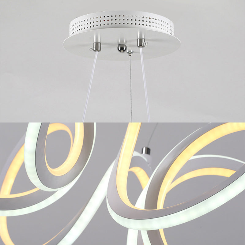 LED Single Light Living Room Chandelier with Cycle Acrylic Shade White Hanging Pendant Clearhalo 'Ceiling Lights' 'Chandeliers' 'Modern Chandeliers' 'Modern' Lighting' 143556