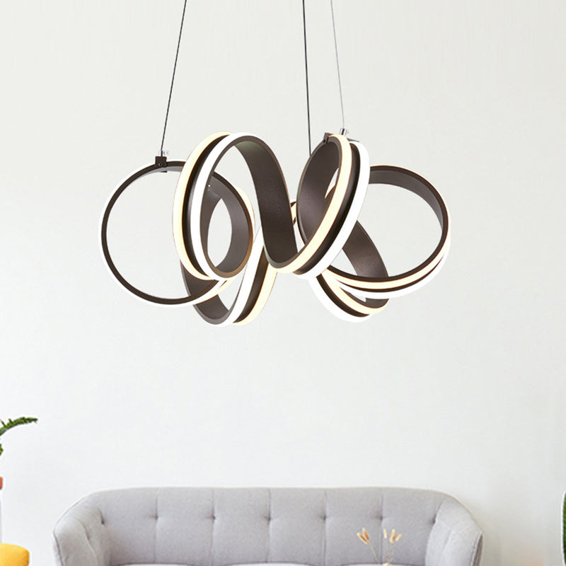 Seamless Whirl Chandelier Light Contemporary Acrylic LED Brown Hanging Ceiling Lamp in Warm/White Light Brown Clearhalo 'Ceiling Lights' 'Chandeliers' 'Modern Chandeliers' 'Modern' Lighting' 143571