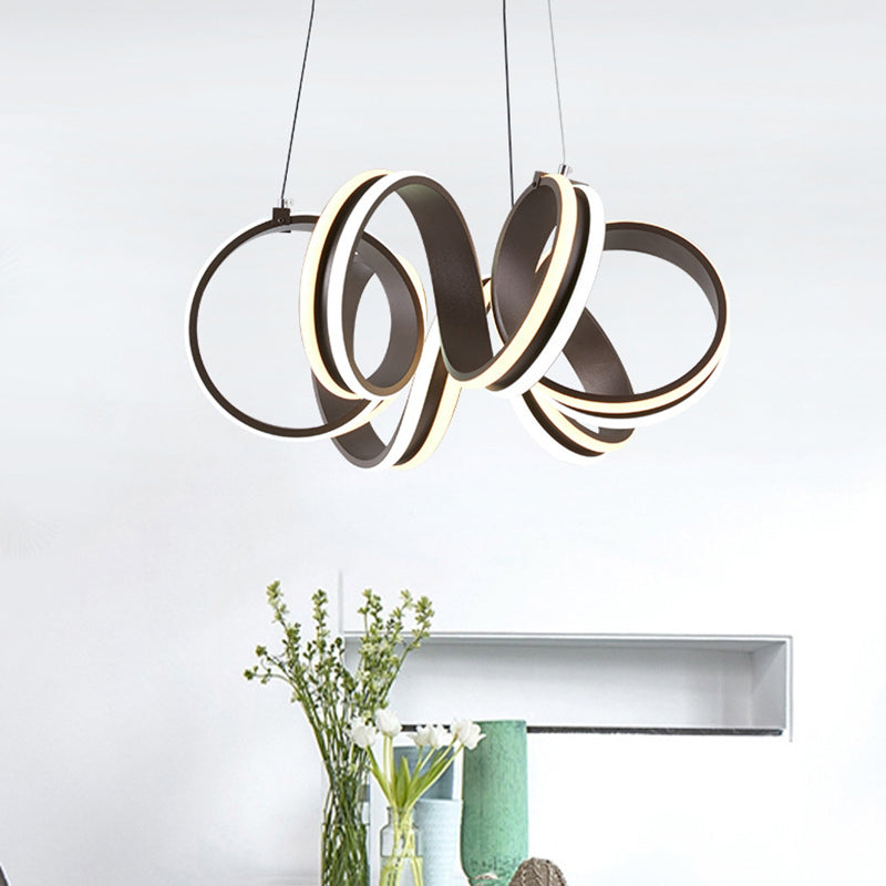 Seamless Whirl Chandelier Light Contemporary Acrylic LED Brown Hanging Ceiling Lamp in Warm/White Light Clearhalo 'Ceiling Lights' 'Chandeliers' 'Modern Chandeliers' 'Modern' Lighting' 143572