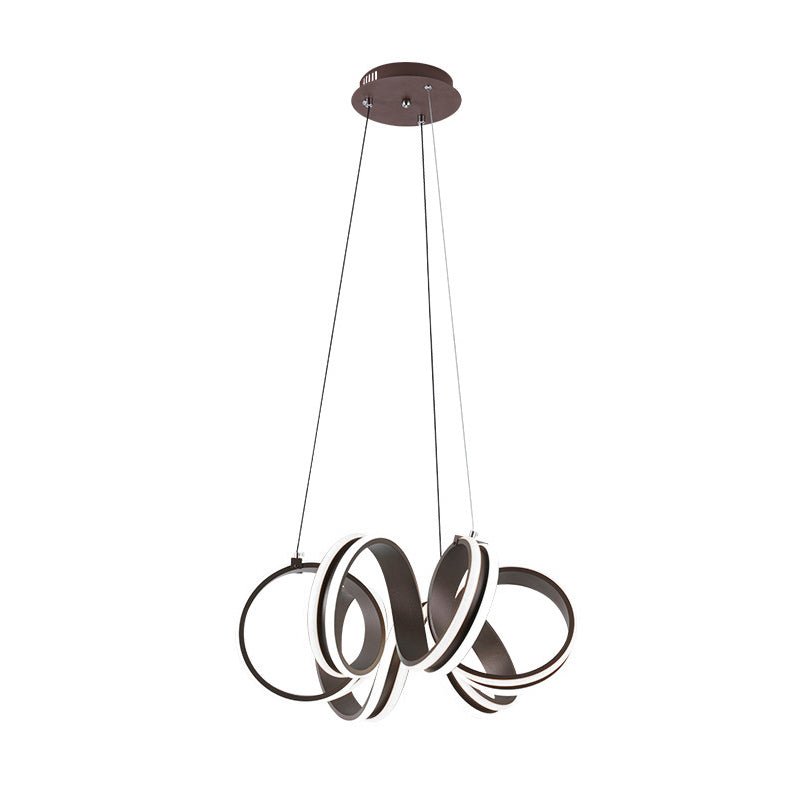 Seamless Whirl Chandelier Light Contemporary Acrylic LED Brown Hanging Ceiling Lamp in Warm/White Light Clearhalo 'Ceiling Lights' 'Chandeliers' 'Modern Chandeliers' 'Modern' Lighting' 143573