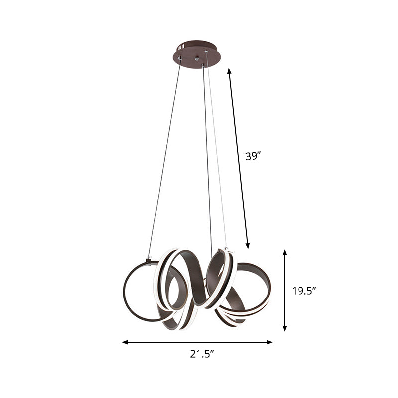 Seamless Whirl Chandelier Light Contemporary Acrylic LED Brown Hanging Ceiling Lamp in Warm/White Light Clearhalo 'Ceiling Lights' 'Chandeliers' 'Modern Chandeliers' 'Modern' Lighting' 143574