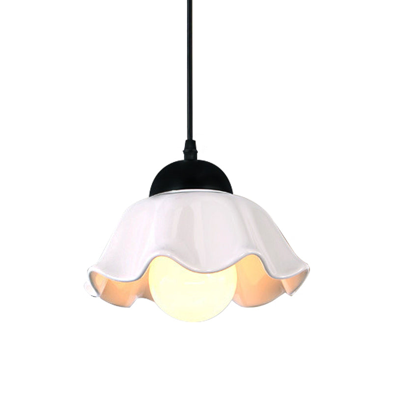 Flower Shade Dining Room Hanging Ceiling Light Loft Style White Glass 1 Light Pendant Lighting Clearhalo 'Ceiling Lights' 'Modern Pendants' 'Modern' 'Pendant Lights' 'Pendants' Lighting' 143589