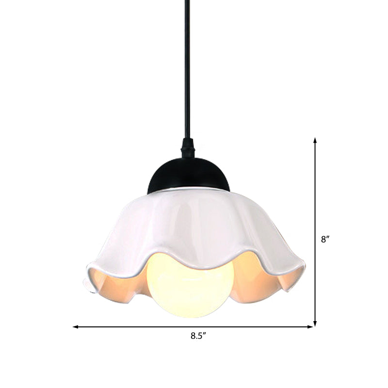 Flower Shade Dining Room Hanging Ceiling Light Loft Style White Glass 1 Light Pendant Lighting Clearhalo 'Ceiling Lights' 'Modern Pendants' 'Modern' 'Pendant Lights' 'Pendants' Lighting' 143590