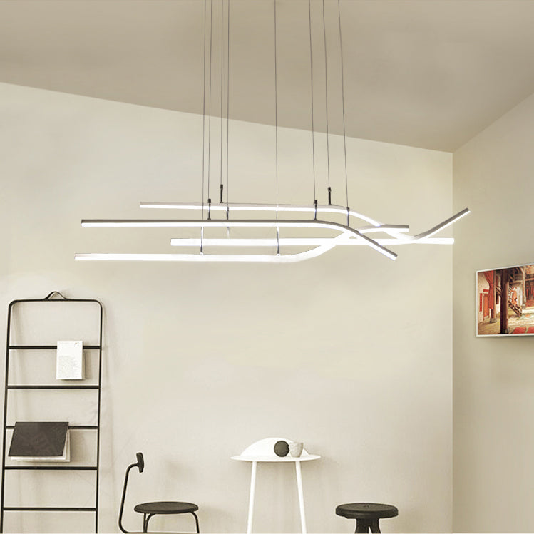 White/Brown Linear Chandelier Light Simplicity LED Acrylic Suspension Pendant in Warm/White Light Clearhalo 'Ceiling Lights' 'Chandeliers' 'Modern Chandeliers' 'Modern' Lighting' 143618