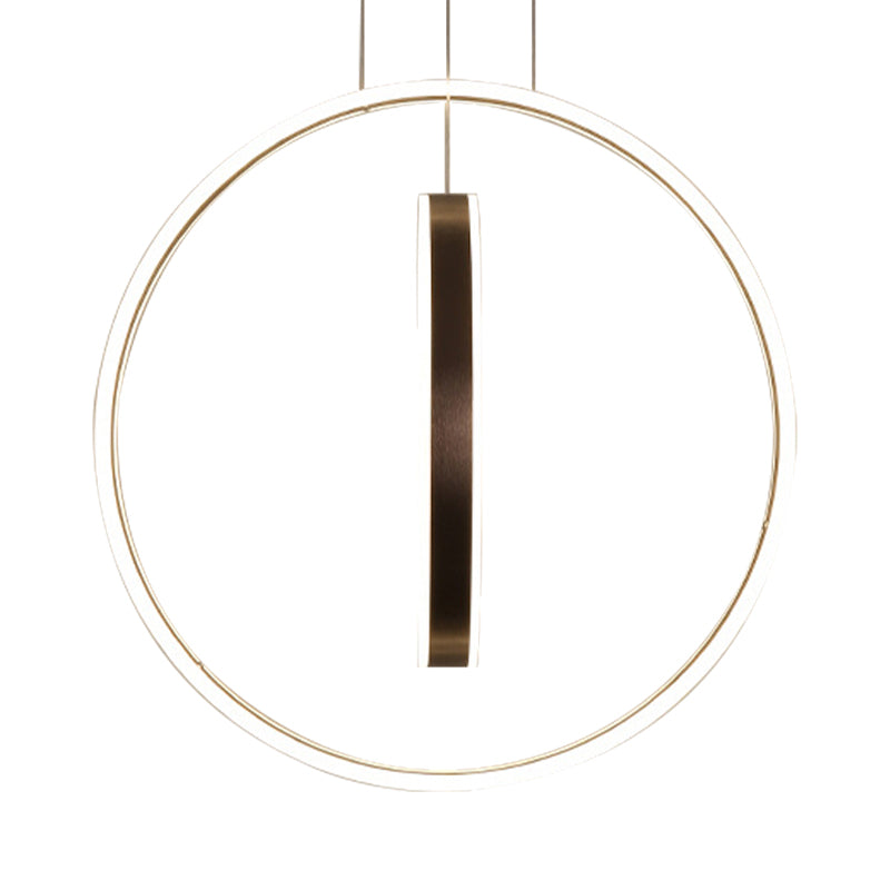 23.5"/31.5" Dia Rings Acrylic Chandelier Pendant Minimalist LED Brown Ceiling Light in Warm/White/Natural Light Clearhalo 'Ceiling Lights' 'Chandeliers' 'Modern Chandeliers' 'Modern' Lighting' 143655