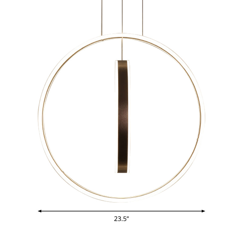 23.5"/31.5" Dia Rings Acrylic Chandelier Pendant Minimalist LED Brown Ceiling Light in Warm/White/Natural Light Clearhalo 'Ceiling Lights' 'Chandeliers' 'Modern Chandeliers' 'Modern' Lighting' 143656