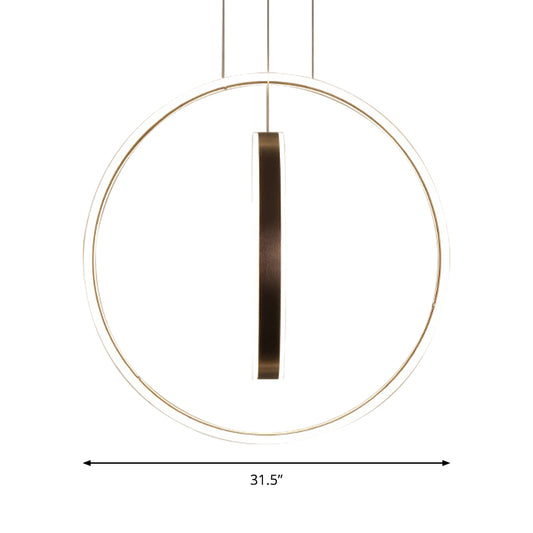 23.5"/31.5" Dia Rings Acrylic Chandelier Pendant Minimalist LED Brown Ceiling Light in Warm/White/Natural Light Clearhalo 'Ceiling Lights' 'Chandeliers' 'Modern Chandeliers' 'Modern' Lighting' 143657