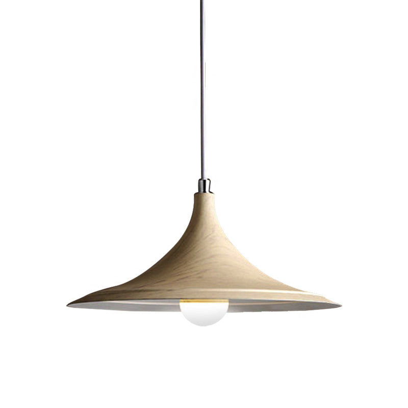 Flared Shade Metal Pendant Light Industrial Style 1 Light Coffee Shop Hanging Ceiling Light in White Clearhalo 'Ceiling Lights' 'Modern Pendants' 'Modern' 'Pendant Lights' 'Pendants' Lighting' 143672