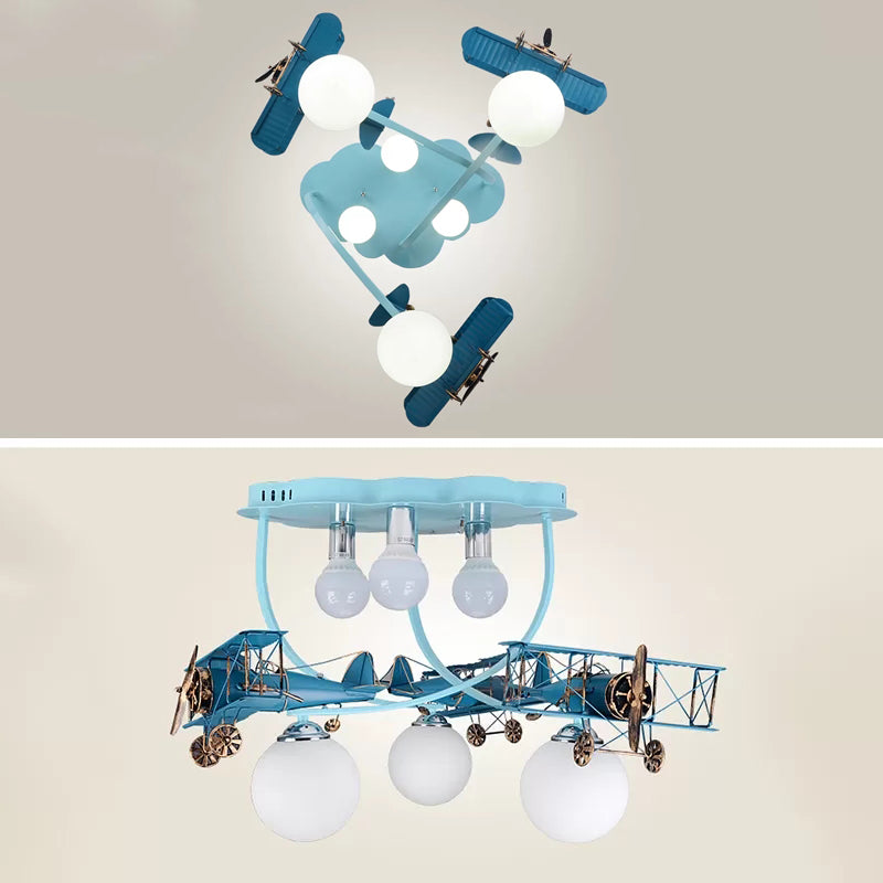 Globe Shade Flush Ceiling Light with Glider Modern Metal Ceiling Lamp for Child Bedroom Clearhalo 'Ceiling Lights' 'Close To Ceiling Lights' 'Close to ceiling' 'Flush mount' Lighting' 14375