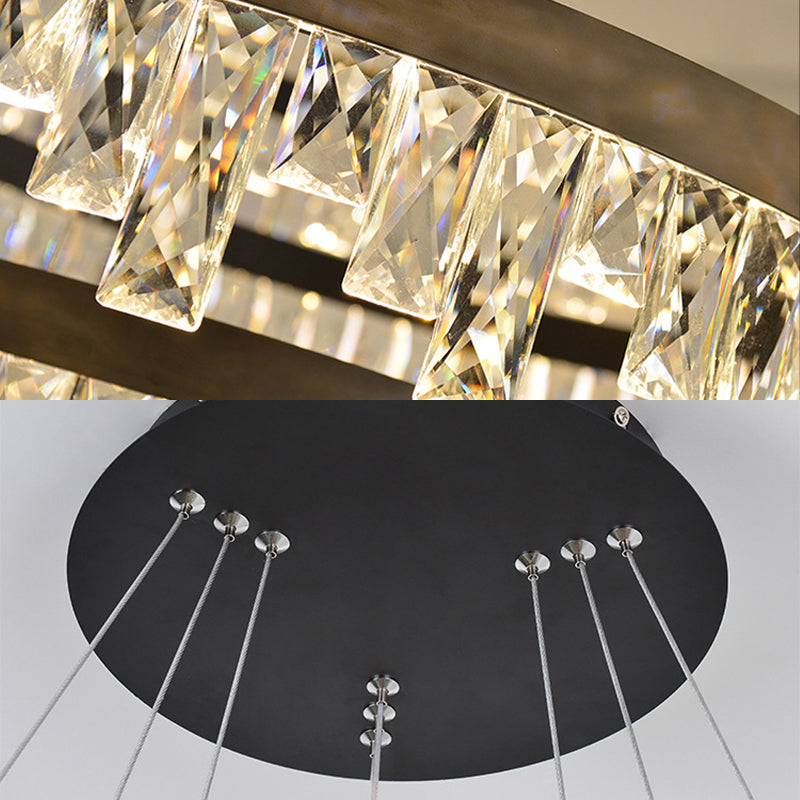 Round Crystal Chandelier Contemporary 1/2/3-Light Black LED Pendant Light Fixture for Restaurant Clearhalo 'Ceiling Lights' 'Chandeliers' 'Modern Chandeliers' 'Modern' Lighting' 143751