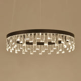 Round Crystal Chandelier Contemporary 1/2/3-Light Black LED Pendant Light Fixture for Restaurant Clearhalo 'Ceiling Lights' 'Chandeliers' 'Modern Chandeliers' 'Modern' Lighting' 143758