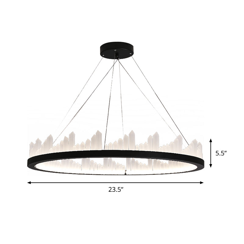 Circular LED Chandelier Light Nordic Style Acrylic Black Hanging Light in Third Gear for Kitchen, 16"/23.5" Wide Clearhalo 'Ceiling Lights' 'Chandeliers' 'Modern Chandeliers' 'Modern' Lighting' 143782