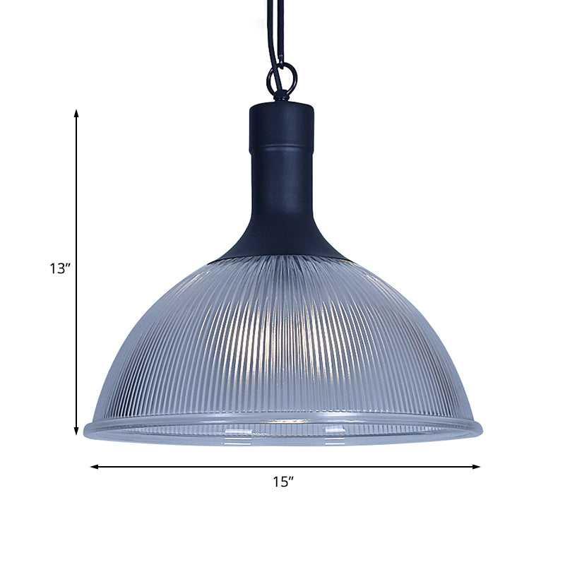 Rust/Black Dome Ceiling Light Industrial Ribbed Glass 1 Light Living Room Pendant Lighting Fixture Clearhalo 'Ceiling Lights' 'Glass shade' 'Glass' 'Industrial Pendants' 'Industrial' 'Middle Century Pendants' 'Pendant Lights' 'Pendants' 'Tiffany' Lighting' 143825