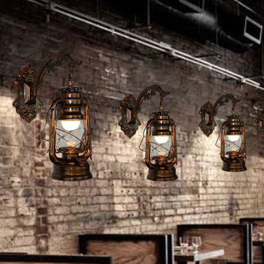 Antique Bronze Kerosene Wall Lighting Industrial Clear Glass 1 Light Living Room Sconce Light Fixture, 13"/14"/16" Clearhalo 'Art deco wall lights' 'Cast Iron' 'Glass' 'Industrial wall lights' 'Industrial' 'Middle century wall lights' 'Modern' 'Rustic wall lights' 'Tiffany' 'Traditional wall lights' 'Wall Lamps & Sconces' 'Wall Lights' Lighting' 143834