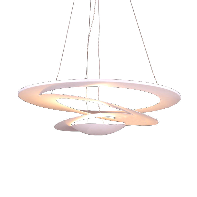 19.5/25.5"/31.5" Wide Spiral Ceiling Light Contemporary Metal White Chandelier Light for Living Room Clearhalo 'Ceiling Lights' 'Chandeliers' 'Modern Chandeliers' 'Modern' Lighting' 143853