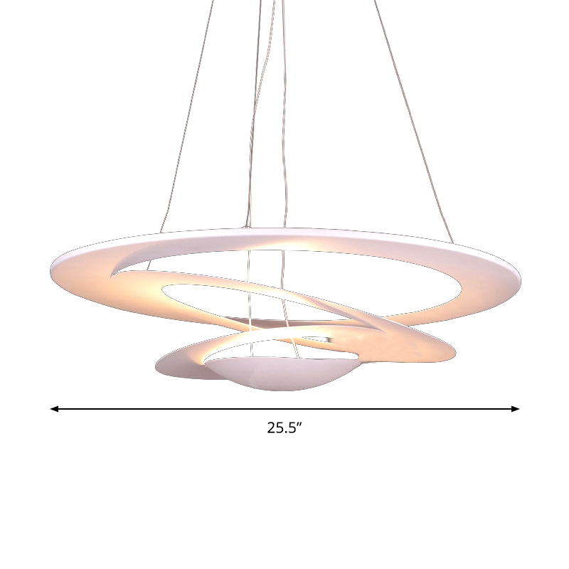 19.5/25.5"/31.5" Wide Spiral Ceiling Light Contemporary Metal White Chandelier Light for Living Room Clearhalo 'Ceiling Lights' 'Chandeliers' 'Modern Chandeliers' 'Modern' Lighting' 143855