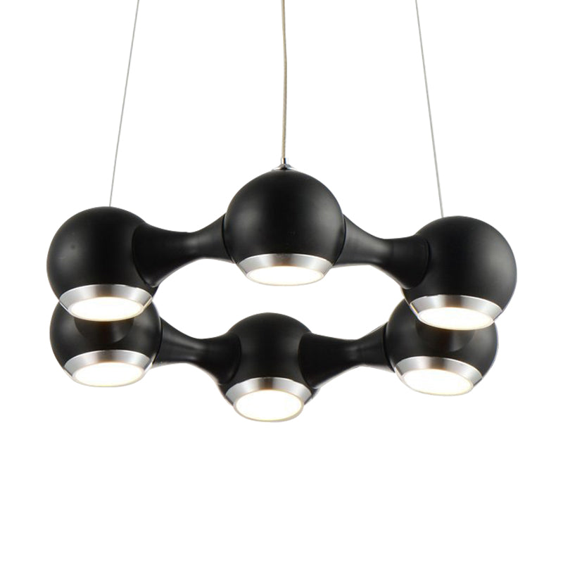 Dome Shade Hanging Light Modern Metal Black/Chrome LED Chandelier Light for Dining Room in Warm/White Clearhalo 'Ceiling Lights' 'Chandeliers' 'Modern Chandeliers' 'Modern' Lighting' 143873