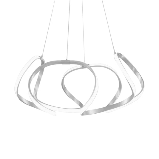 23.5"/31.5" Wide Chrome/Gold Strip Chandelier Postmodern LED 1 Light Acrylic Hanging Lamp Kit in Warm/White Light Clearhalo 'Ceiling Lights' 'Chandeliers' 'Modern Chandeliers' 'Modern' Lighting' 143956