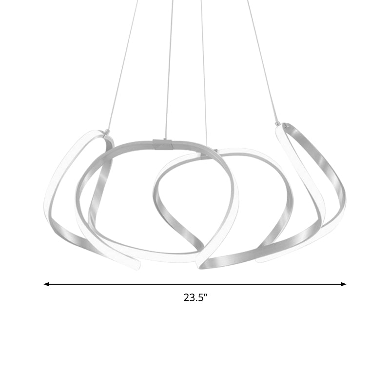 23.5"/31.5" Wide Chrome/Gold Strip Chandelier Postmodern LED 1 Light Acrylic Hanging Lamp Kit in Warm/White Light Clearhalo 'Ceiling Lights' 'Chandeliers' 'Modern Chandeliers' 'Modern' Lighting' 143957