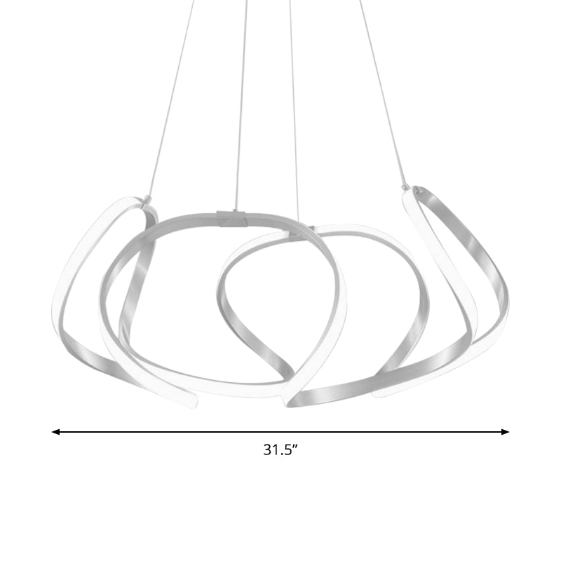 23.5"/31.5" Wide Chrome/Gold Strip Chandelier Postmodern LED 1 Light Acrylic Hanging Lamp Kit in Warm/White Light Clearhalo 'Ceiling Lights' 'Chandeliers' 'Modern Chandeliers' 'Modern' Lighting' 143958