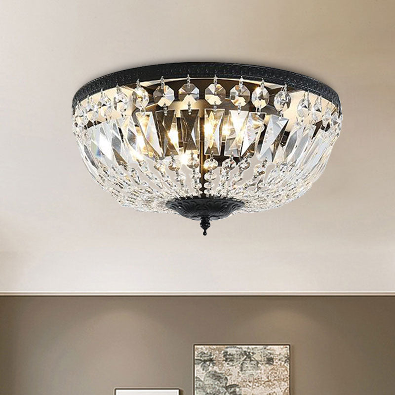 Crystal Strands Shade Flushmount Light Metal Finish Flush Mount Light Clearhalo 'Ceiling Lights' 'Close To Ceiling Lights' 'Close to ceiling' 'Flush mount' Lighting' 1439978