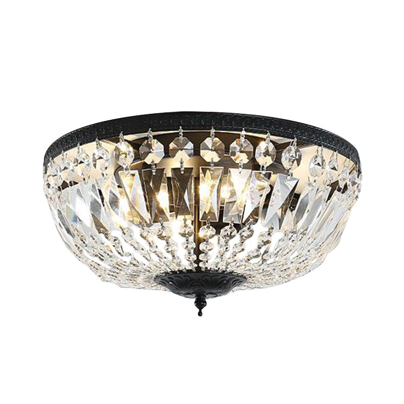 Crystal Strands Shade Flushmount Light Metal Finish Flush Mount Light Clearhalo 'Ceiling Lights' 'Close To Ceiling Lights' 'Close to ceiling' 'Flush mount' Lighting' 1439979