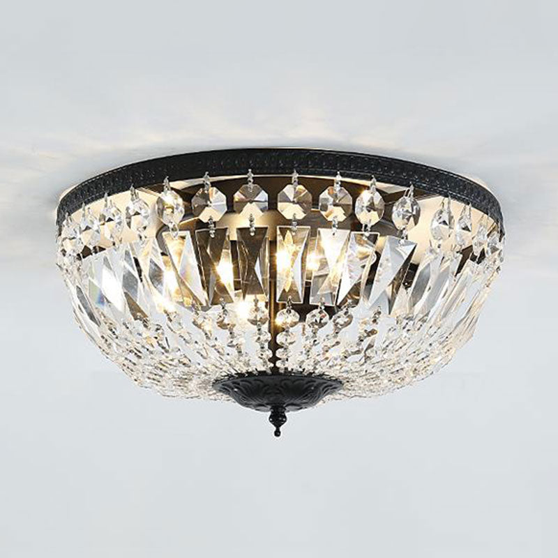 Crystal Strands Shade Flushmount Light Metal Finish Flush Mount Light Clearhalo 'Ceiling Lights' 'Close To Ceiling Lights' 'Close to ceiling' 'Flush mount' Lighting' 1439980