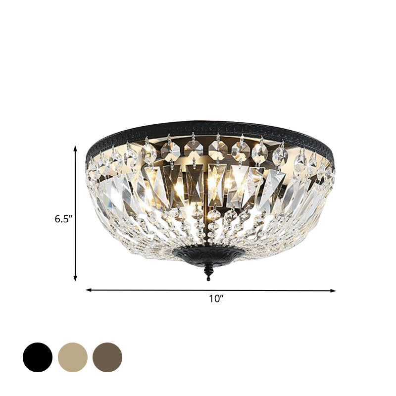 Crystal Strands Shade Flushmount Light Metal Finish Flush Mount Light Clearhalo 'Ceiling Lights' 'Close To Ceiling Lights' 'Close to ceiling' 'Flush mount' Lighting' 1439981