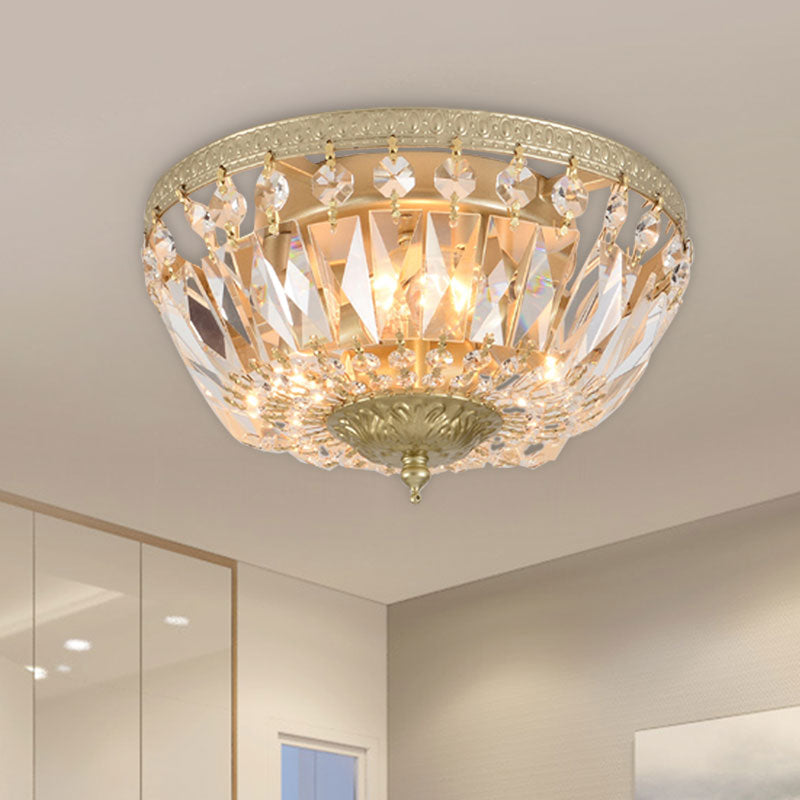 Crystal Strands Shade Flushmount Light Metal Finish Flush Mount Light Clearhalo 'Ceiling Lights' 'Close To Ceiling Lights' 'Close to ceiling' 'Flush mount' Lighting' 1439983