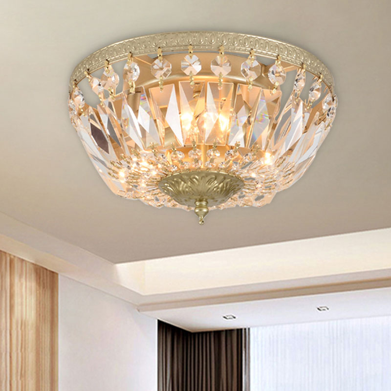 Crystal Strands Shade Flushmount Light Metal Finish Flush Mount Light Clearhalo 'Ceiling Lights' 'Close To Ceiling Lights' 'Close to ceiling' 'Flush mount' Lighting' 1439984