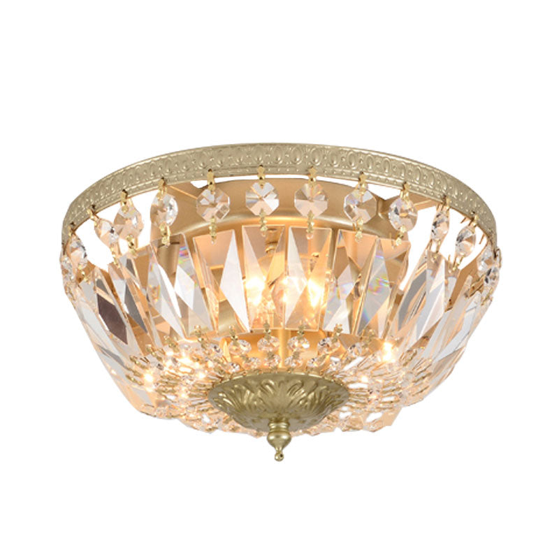 Crystal Strands Shade Flushmount Light Metal Finish Flush Mount Light Clearhalo 'Ceiling Lights' 'Close To Ceiling Lights' 'Close to ceiling' 'Flush mount' Lighting' 1439985