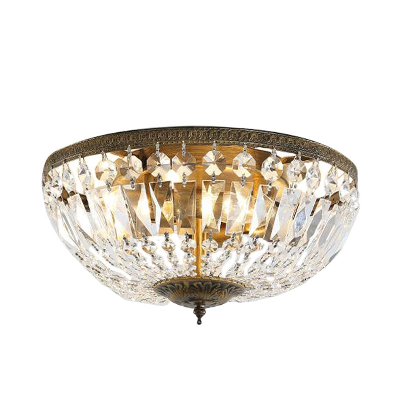 Crystal Strands Shade Flushmount Light Metal Finish Flush Mount Light Clearhalo 'Ceiling Lights' 'Close To Ceiling Lights' 'Close to ceiling' 'Flush mount' Lighting' 1439988