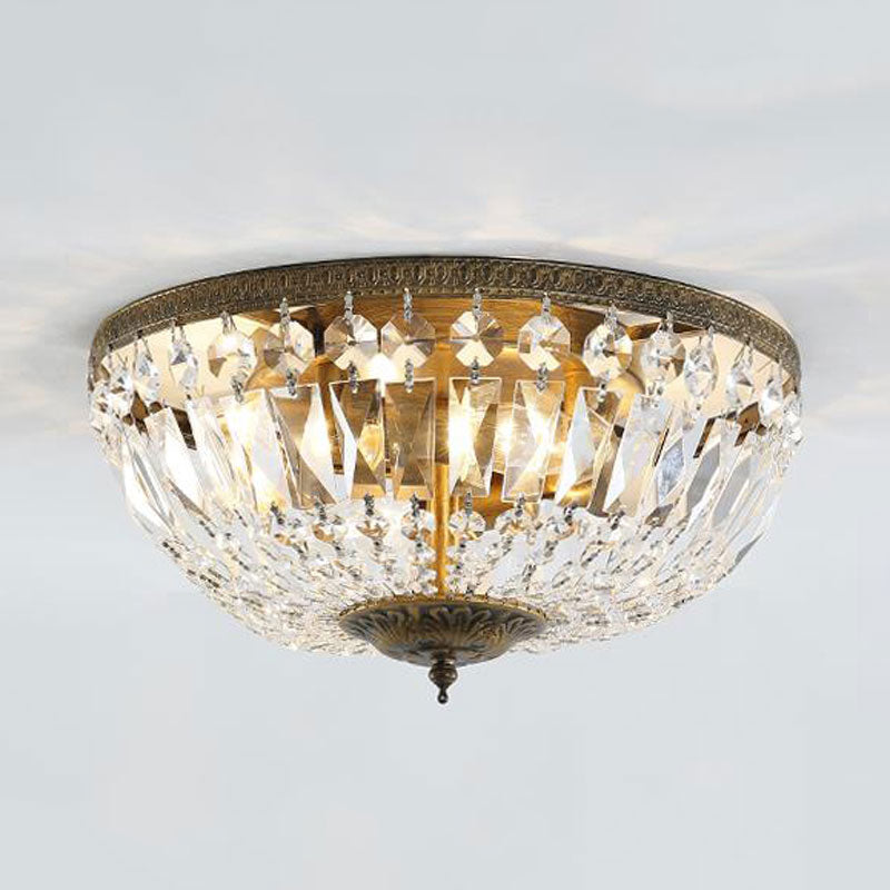 Crystal Strands Shade Flushmount Light Metal Finish Flush Mount Light Clearhalo 'Ceiling Lights' 'Close To Ceiling Lights' 'Close to ceiling' 'Flush mount' Lighting' 1439989